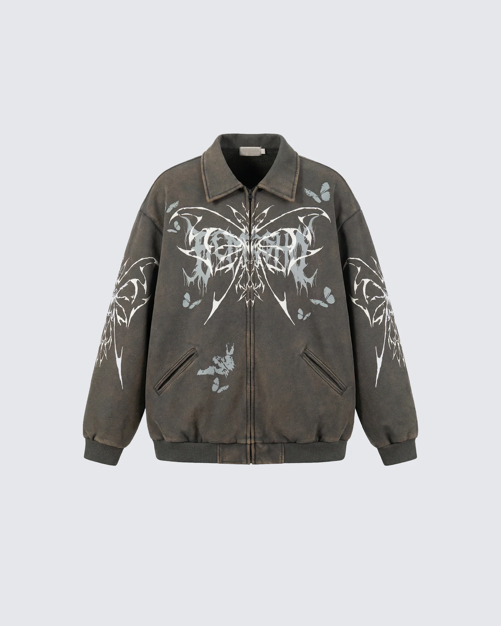 Retro Butterfly Graphic Zip-Up Jacket - Image 4