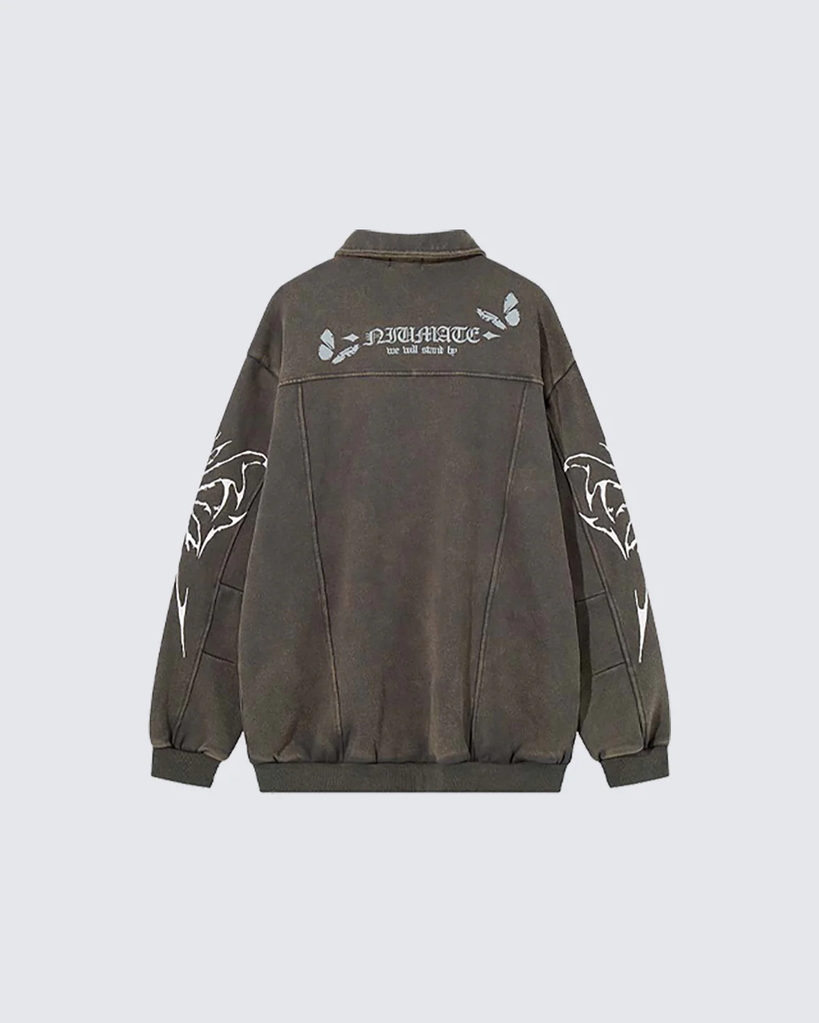 Retro Butterfly Graphic Zip-Up Jacket - Image 5