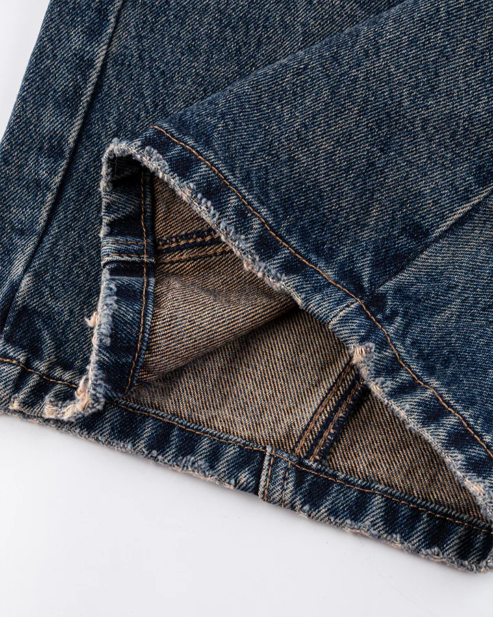 Retro Curved Blade Wide-Leg Denim Pants - Image 10