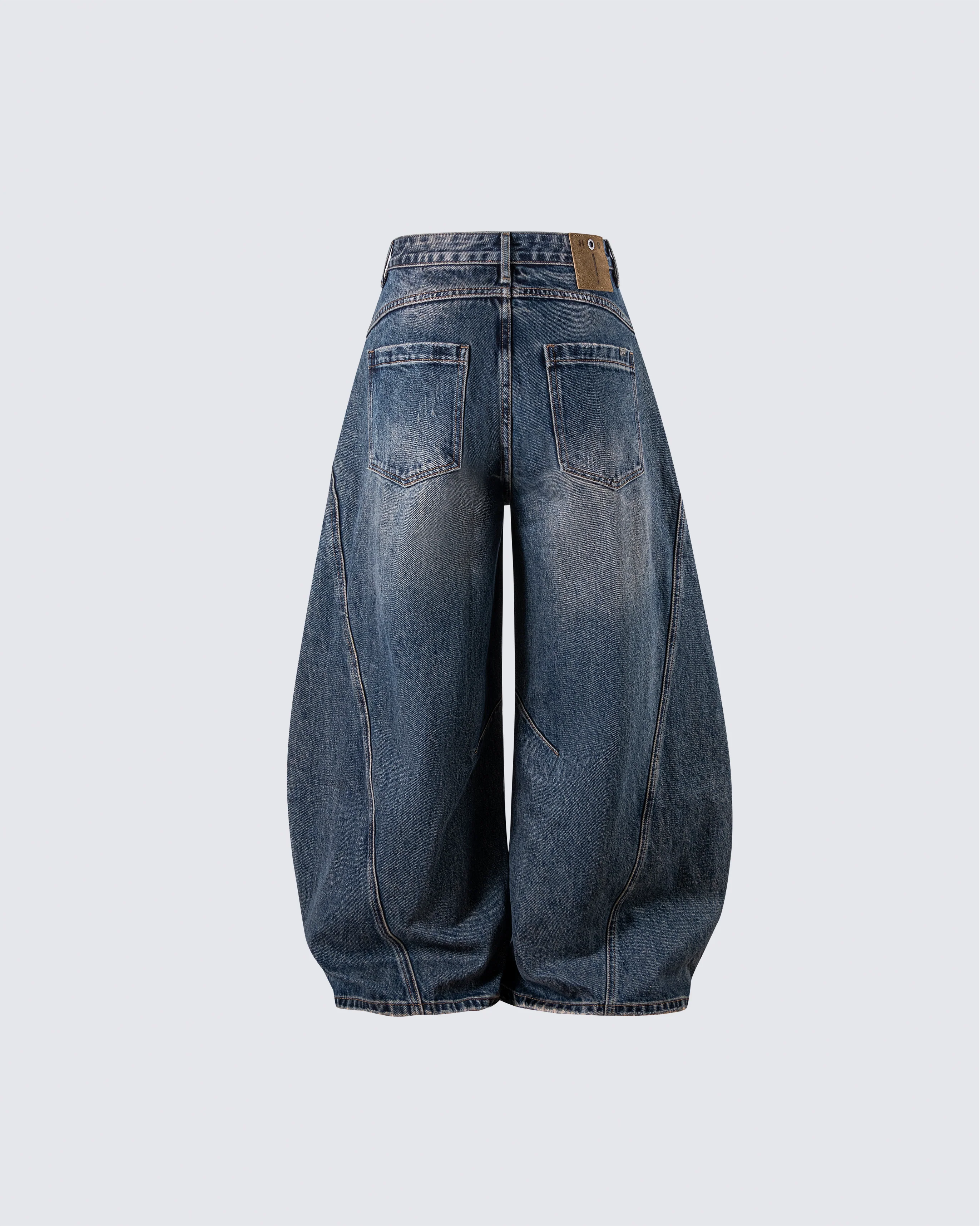 Retro Curved Blade Wide-Leg Denim Pants - Image 5