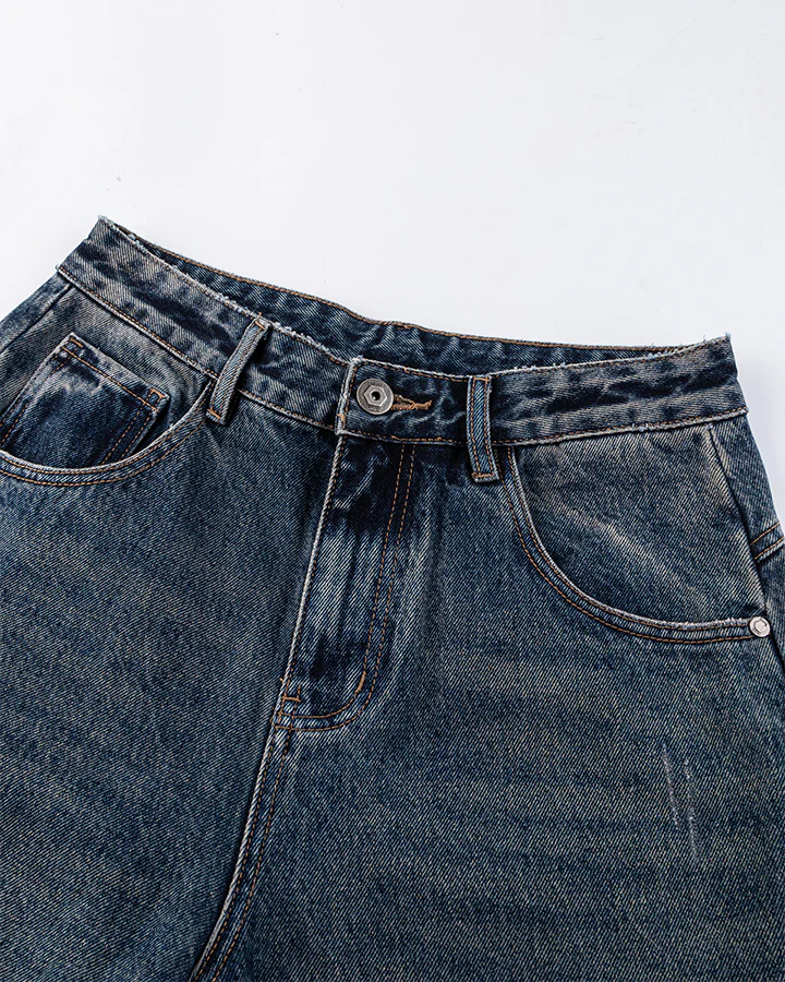 Retro Curved Blade Wide-Leg Denim Pants - Image 6