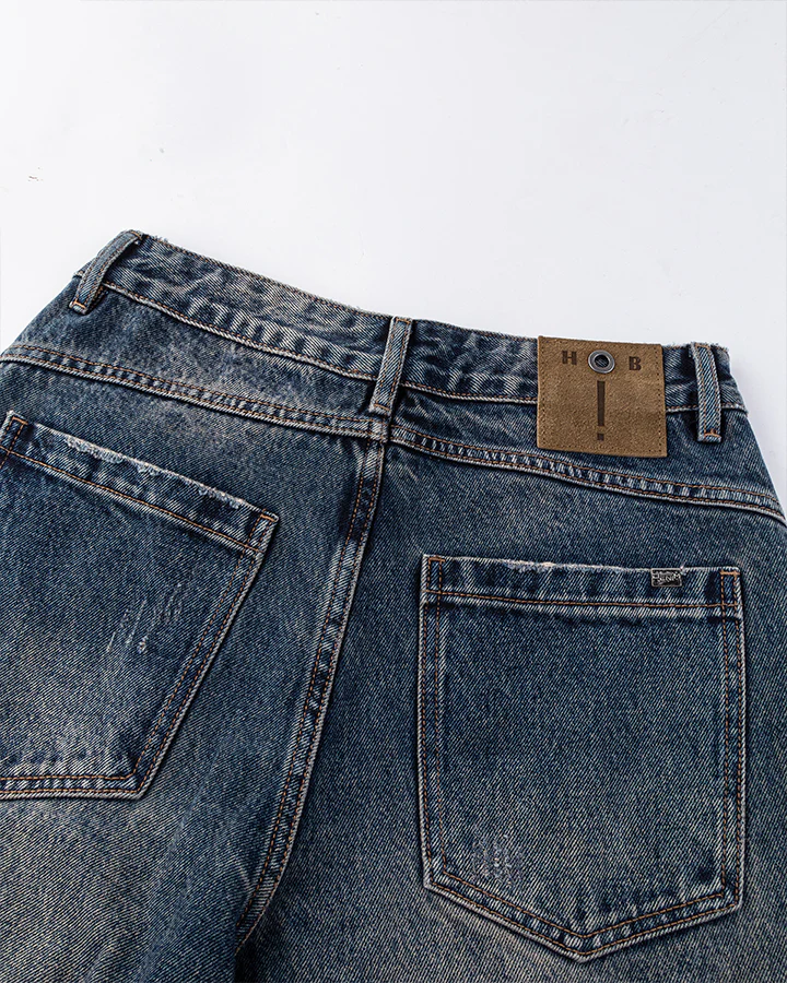 Retro Curved Blade Wide-Leg Denim Pants - Image 7
