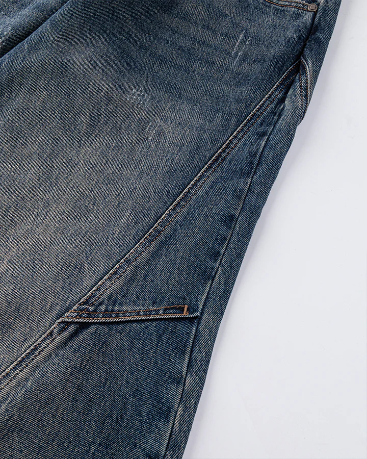 Retro Curved Blade Wide-Leg Denim Pants - Image 8