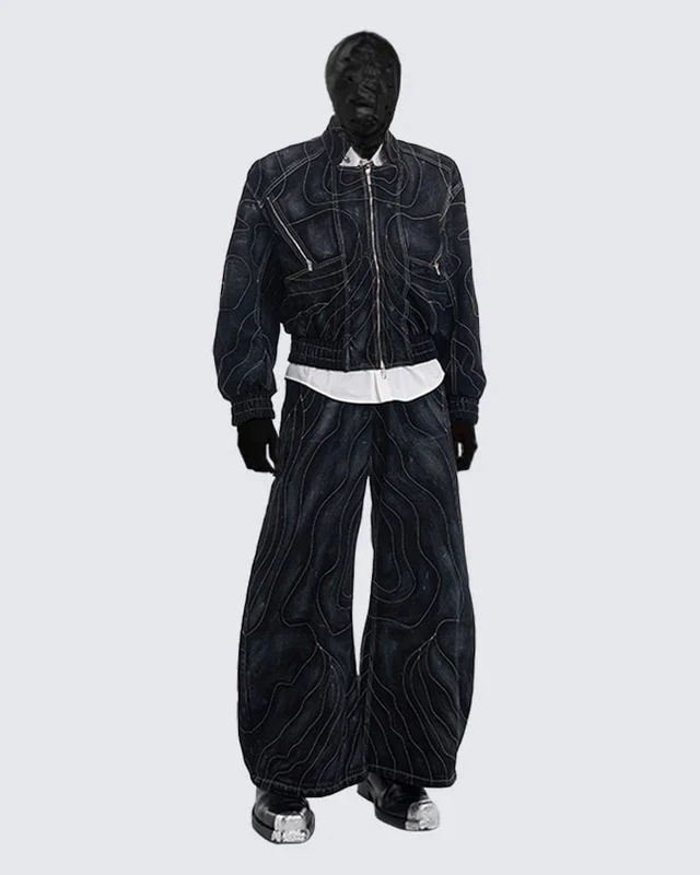 Retro Denim Jacket and Wide-Leg Jeans Set - Image 17