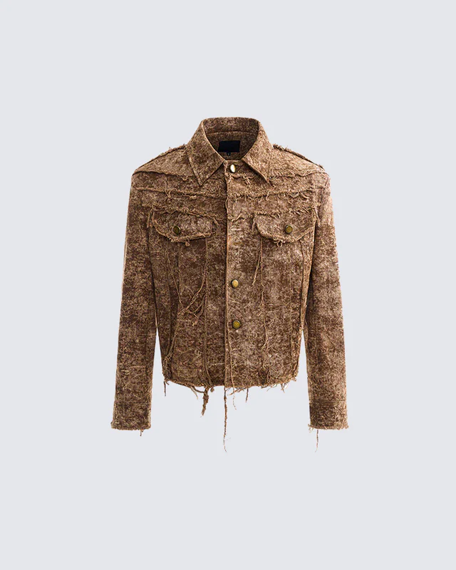 Retro Distressed Short Cotton Jacket