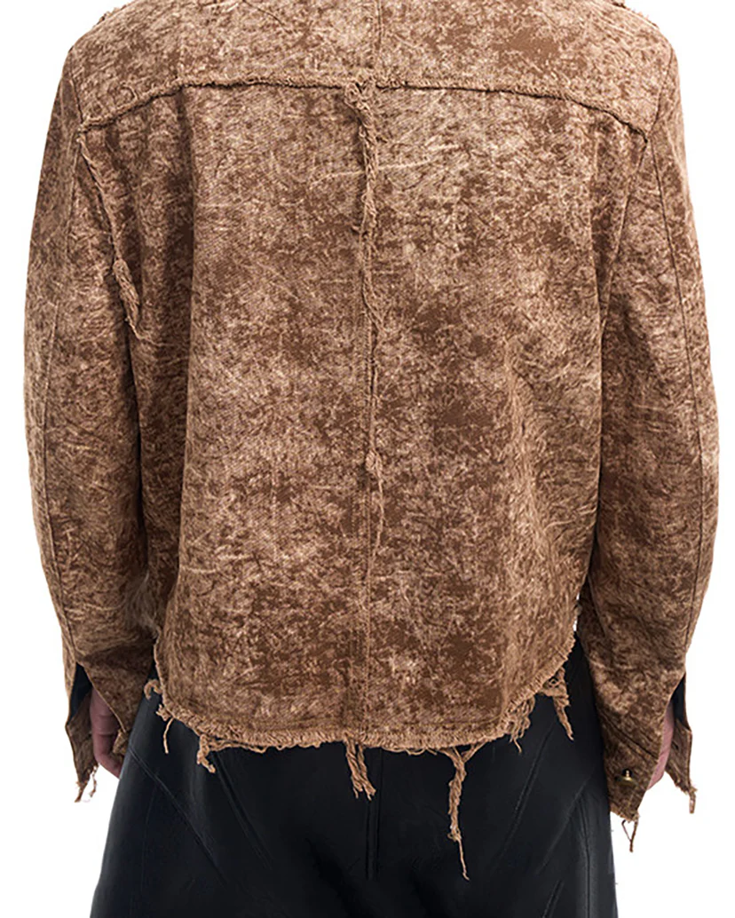 Retro Distressed Short Cotton Jacket - Image 4