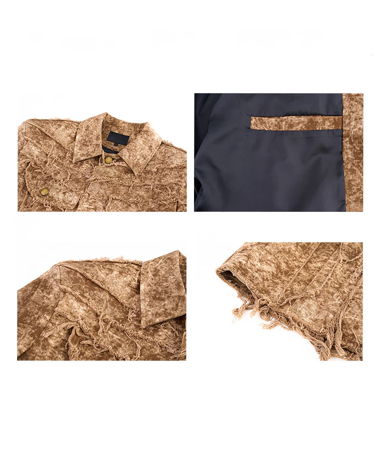 Retro Distressed Short Cotton Jacket - Image 5