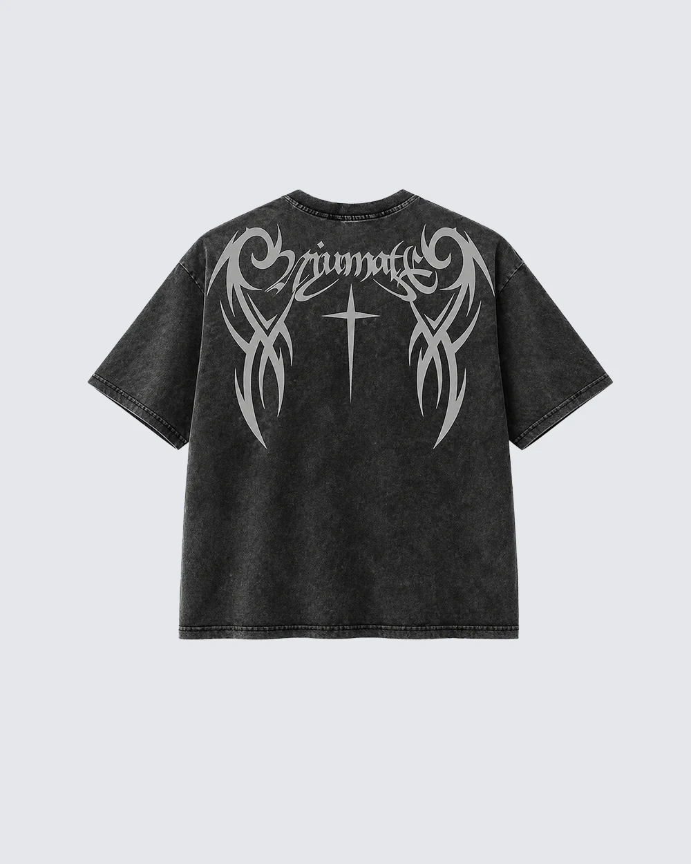 Retro Distressed Washed Design Printed Short-Sleeved T-Shirt - Image 3