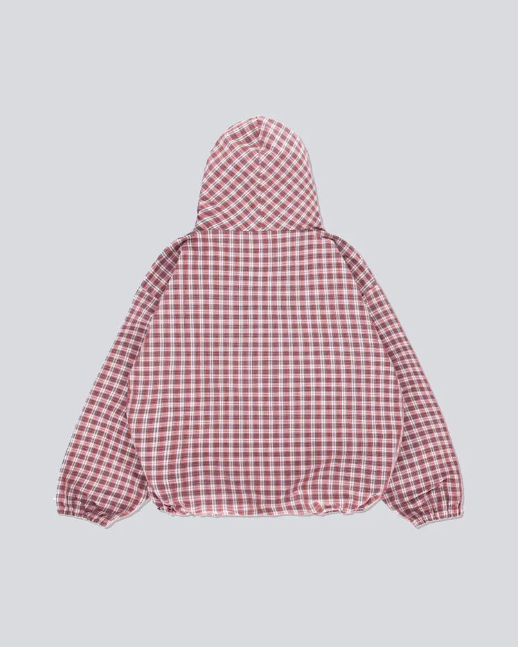 Retro Double-Hood Plaid Pullover Hoodie - Image 3