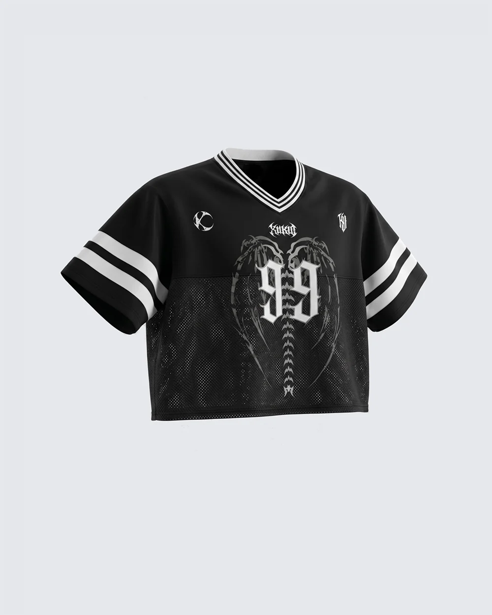 Retro Gothic Number Cropped Street Jersey - Image 2