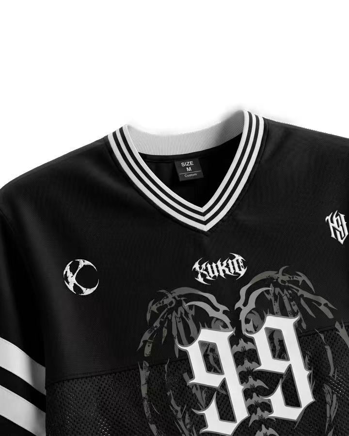 Retro Gothic Number Cropped Street Jersey - Image 3