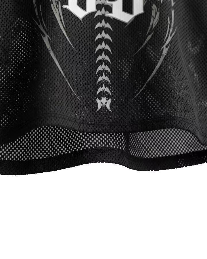 Retro Gothic Number Cropped Street Jersey - Image 4