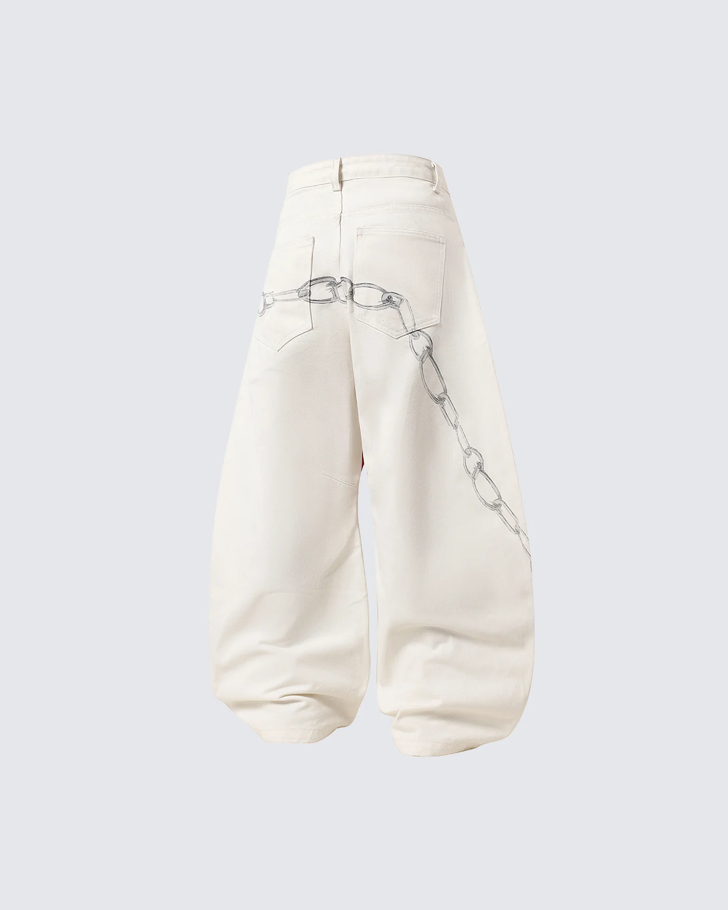 Retro Graphic Baggy Jeans with Scimitar Print - Image 2