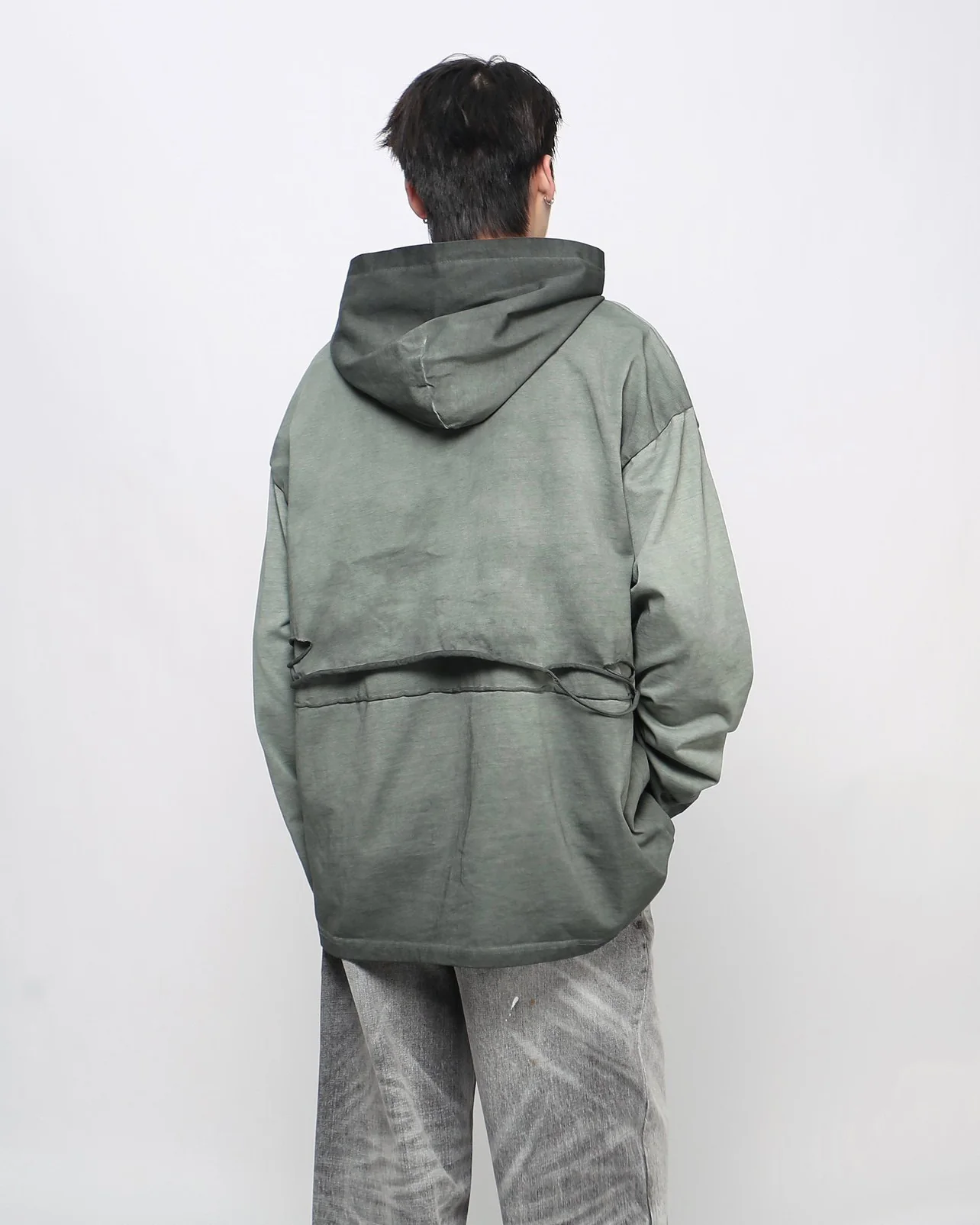 Retro Letter Distressed Hooded Sweatshirt - Image 4