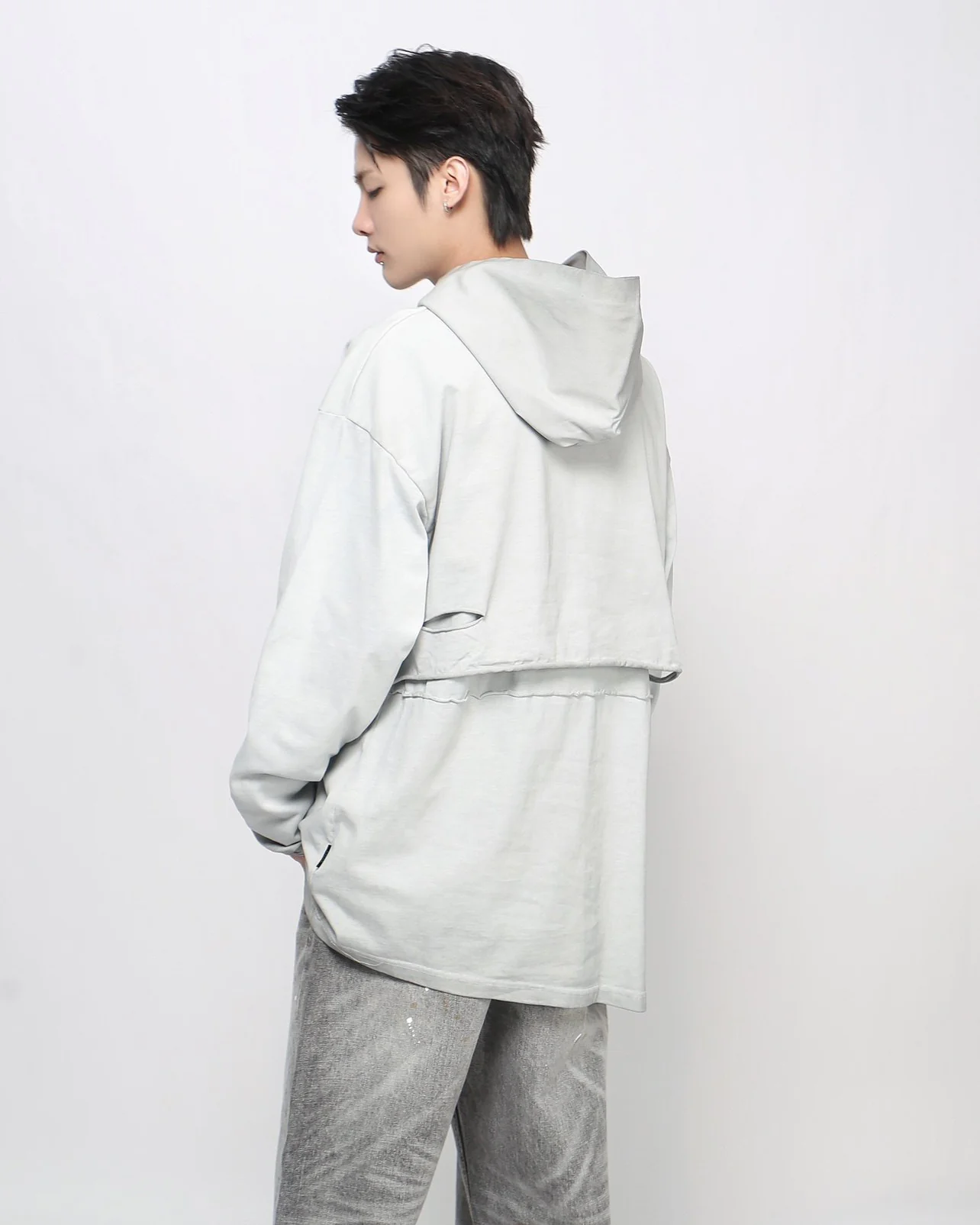 Retro Letter Distressed Hooded Sweatshirt - Image 8