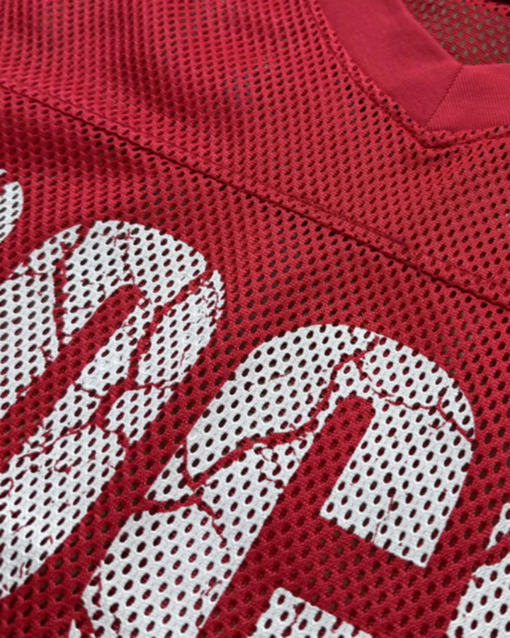 Retro Mesh Graphic Letter Sport Tee - Image 6