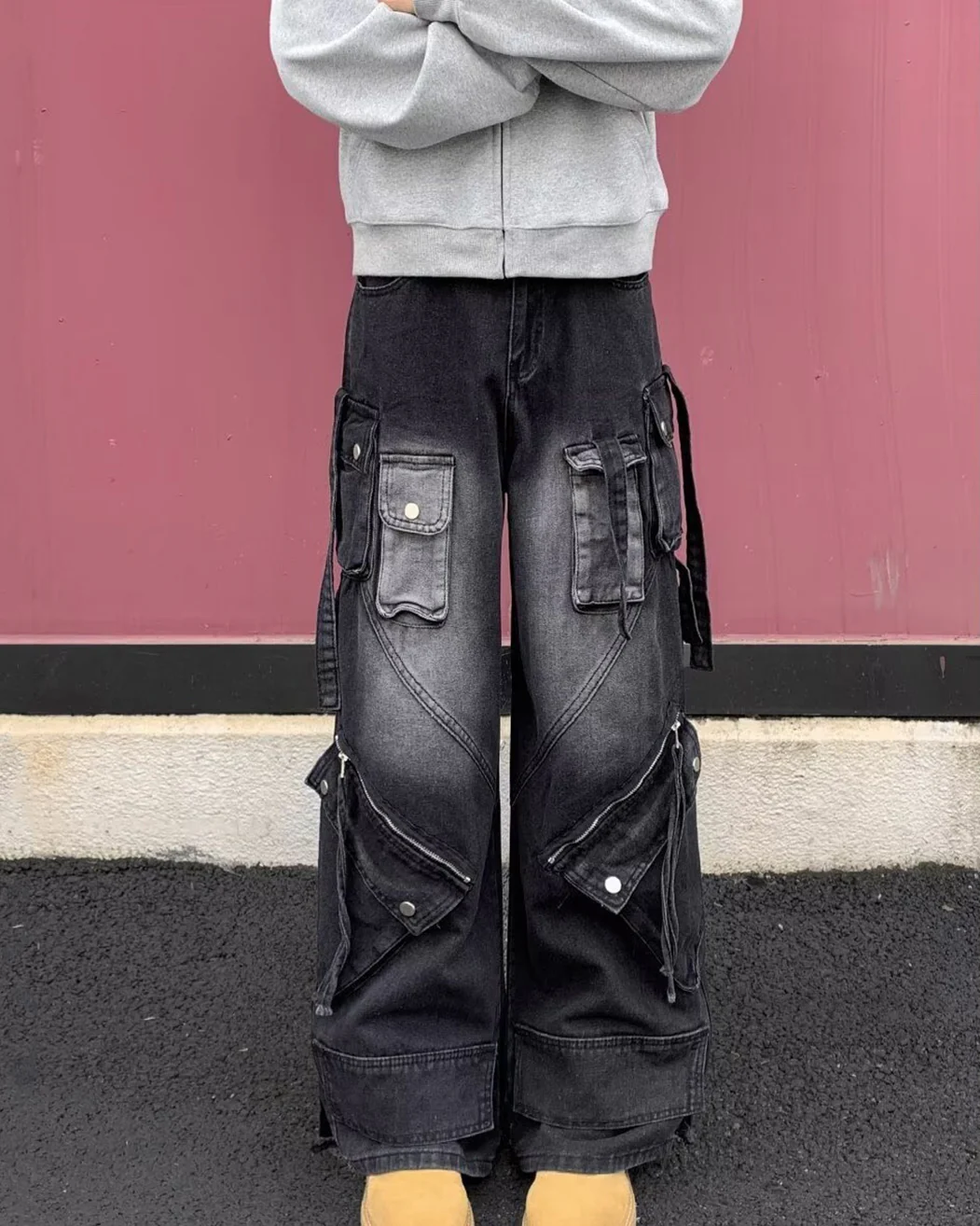 Retro Multi-Pocket Cargo Denim Pants - Image 2
