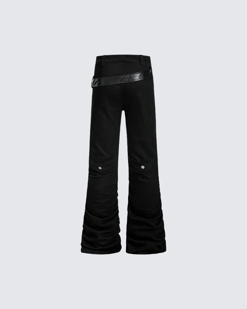 Retro Panel Stacked Cotton Pants - Image 4
