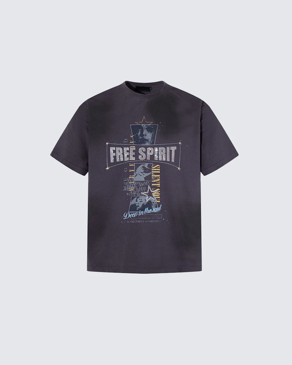 Retro-Style Washed Print Casual Short-Sleeved T-Shirt - Image 2