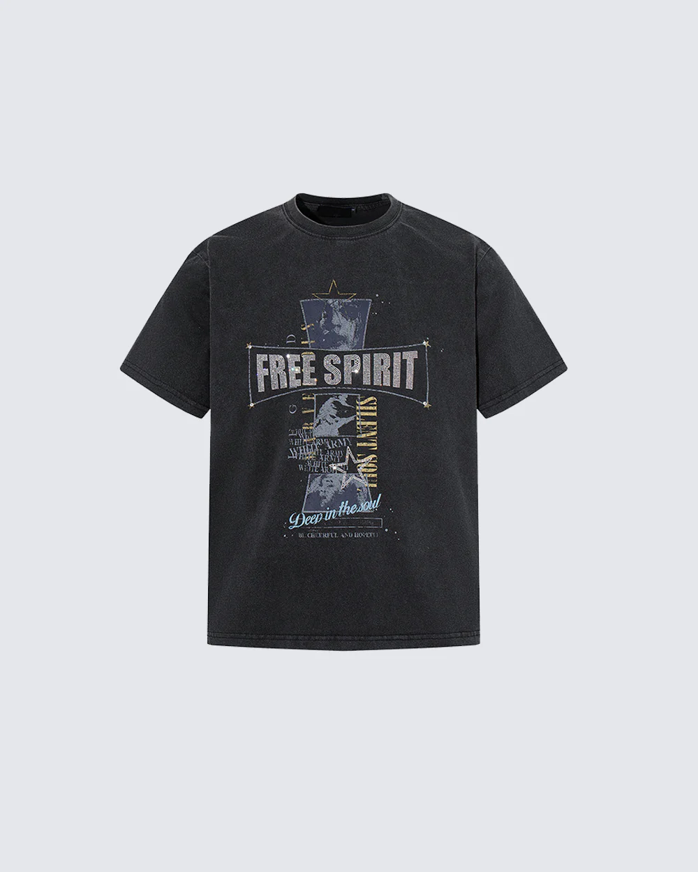 Retro-Style Washed Print Casual Short-Sleeved T-Shirt - Image 3