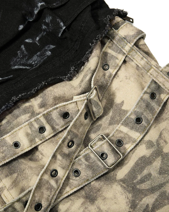 Retro Two-Tone Patchwork Split-Pocket Pants - Image 6