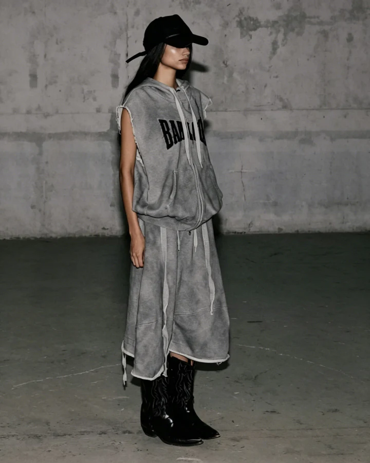 Vintage Washed Sleeveless Zip Hoodie Vest - Image 7