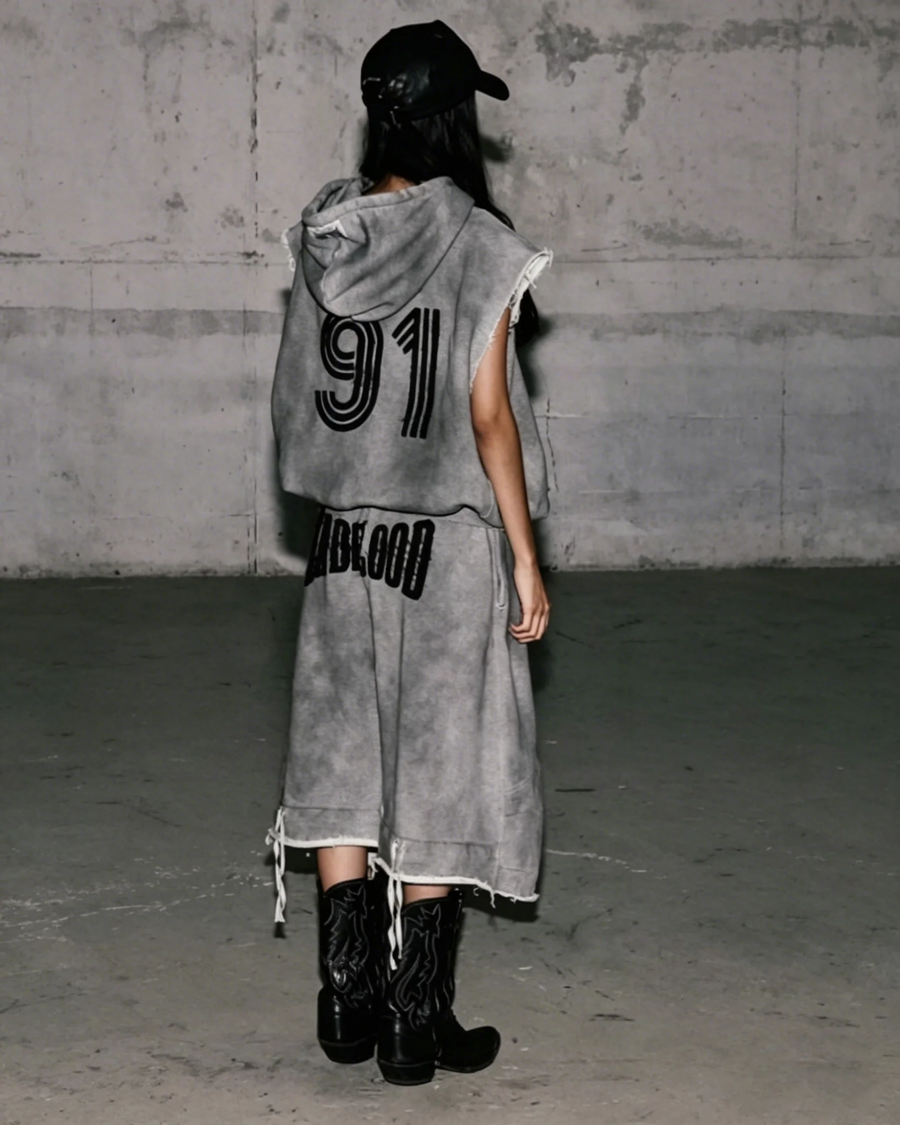 Vintage Washed Sleeveless Zip Hoodie Vest - Image 5