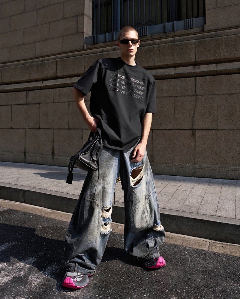 Reversed Waist Distressed Blade Jeans - Image 2