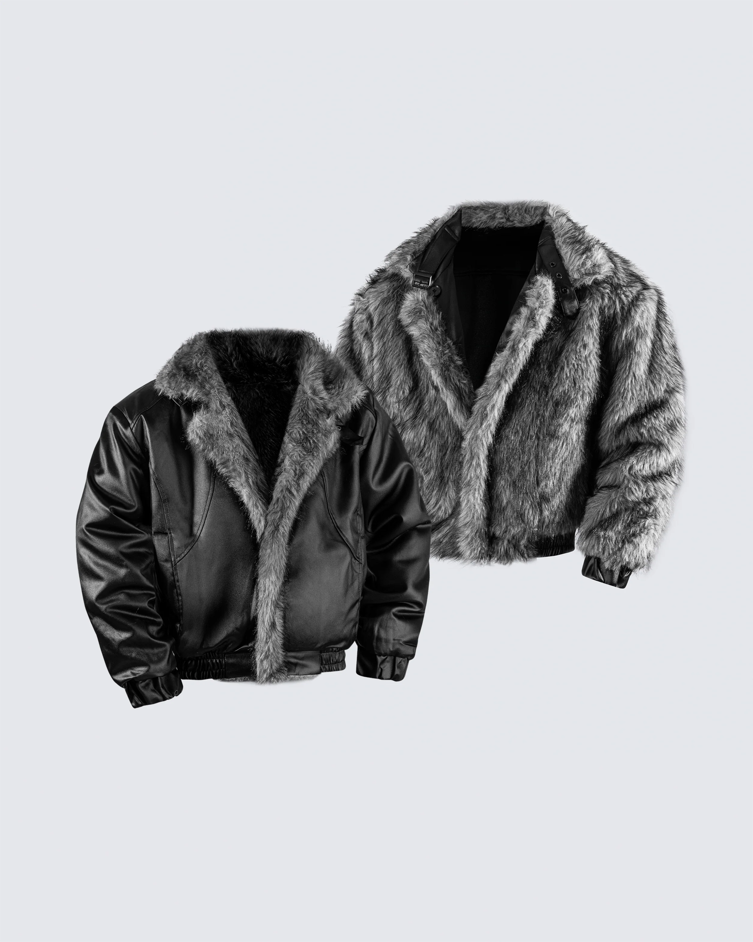 Reversible Faux Fur & Faux Leather Jacket - Image 2