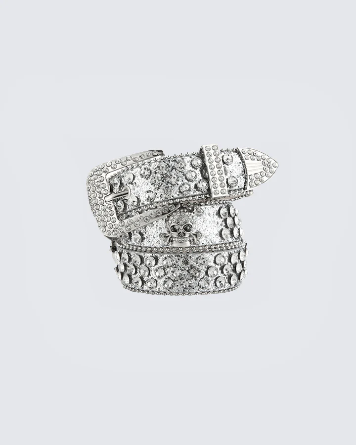 Rhinestone Skull Belt with Studded Edge – Statement Accessory - Image 2