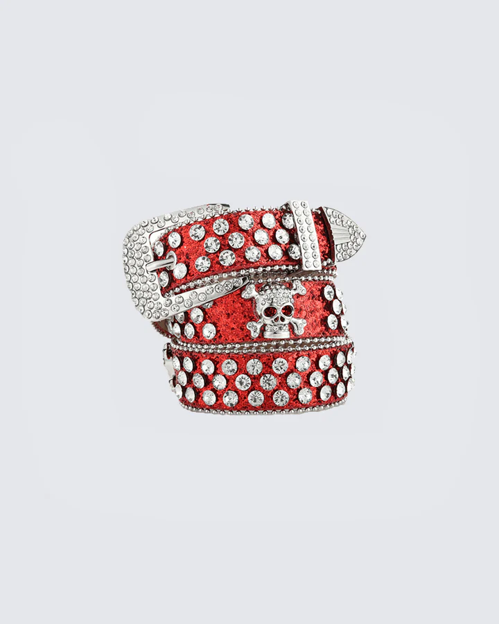 Rhinestone Skull Belt with Studded Edge – Statement Accessory - Image 3