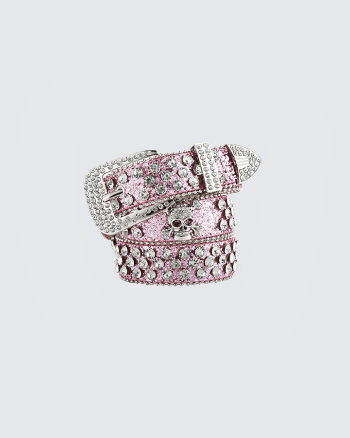 Rhinestone Skull Belt with Studded Edge – Statement Accessory - Image 4