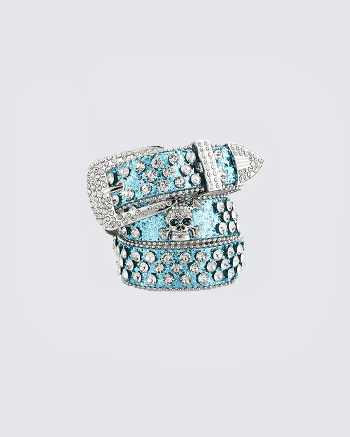 Rhinestone Skull Belt with Studded Edge – Statement Accessory - Image 5