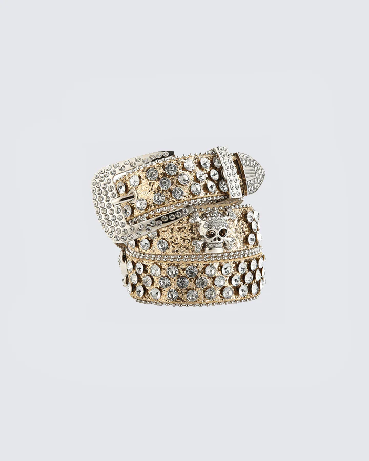 Rhinestone Skull Belt with Studded Edge – Statement Accessory - Image 6