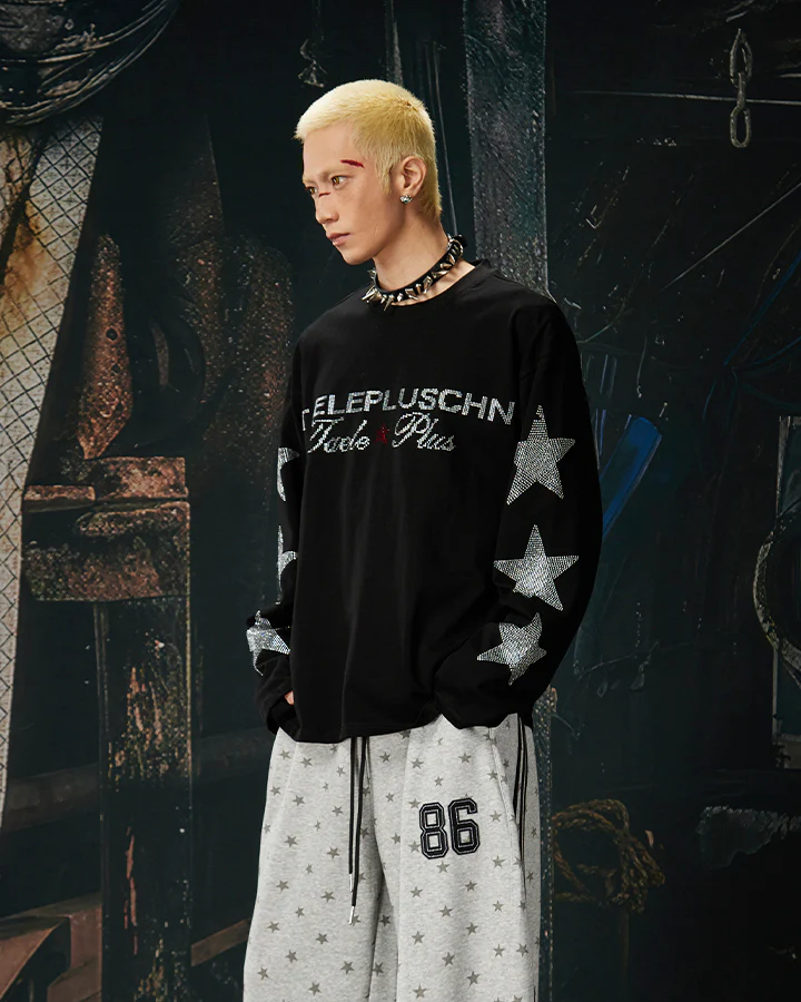 Rhinestone Star Graphic Long Sleeve Shirt - Image 2