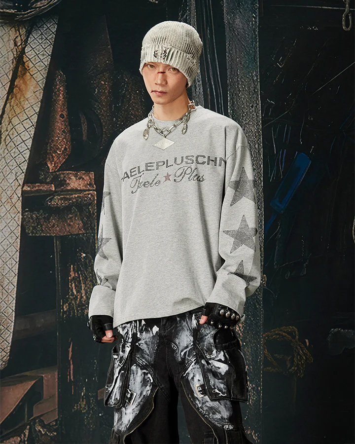 Rhinestone Star Graphic Long Sleeve Shirt - Image 5