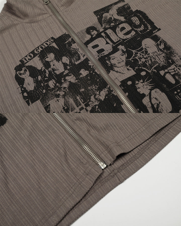 Ribbed Graphic Zip-Up Long Sleeve - Image 11