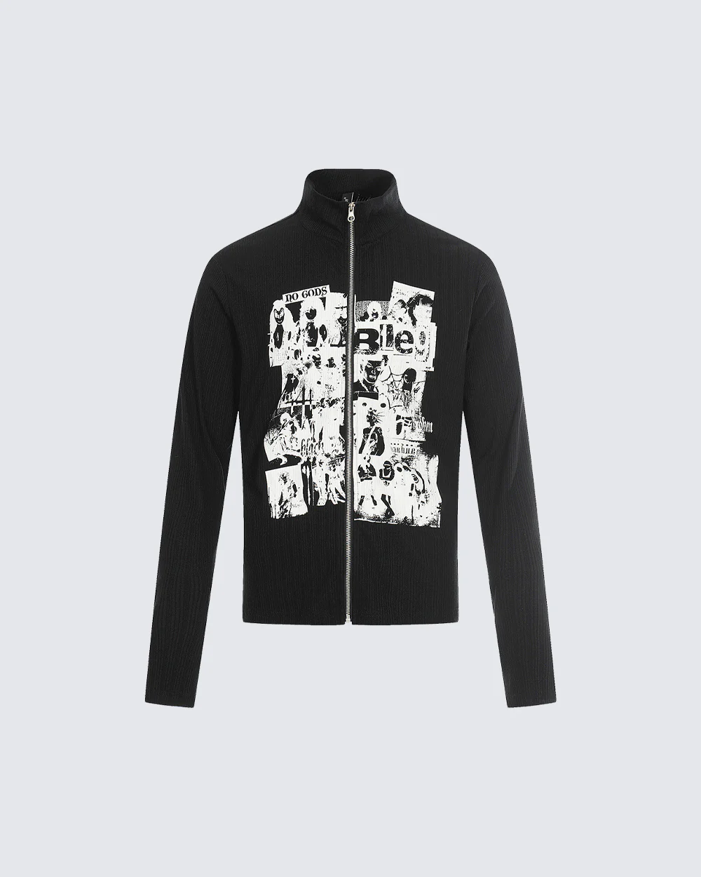 Ribbed Graphic Zip-Up Long Sleeve - Image 3
