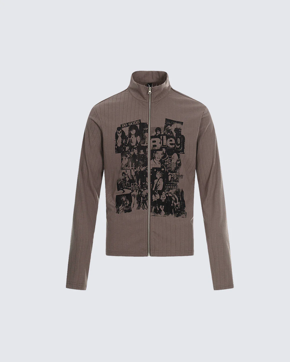 Ribbed Graphic Zip-Up Long Sleeve - Image 5