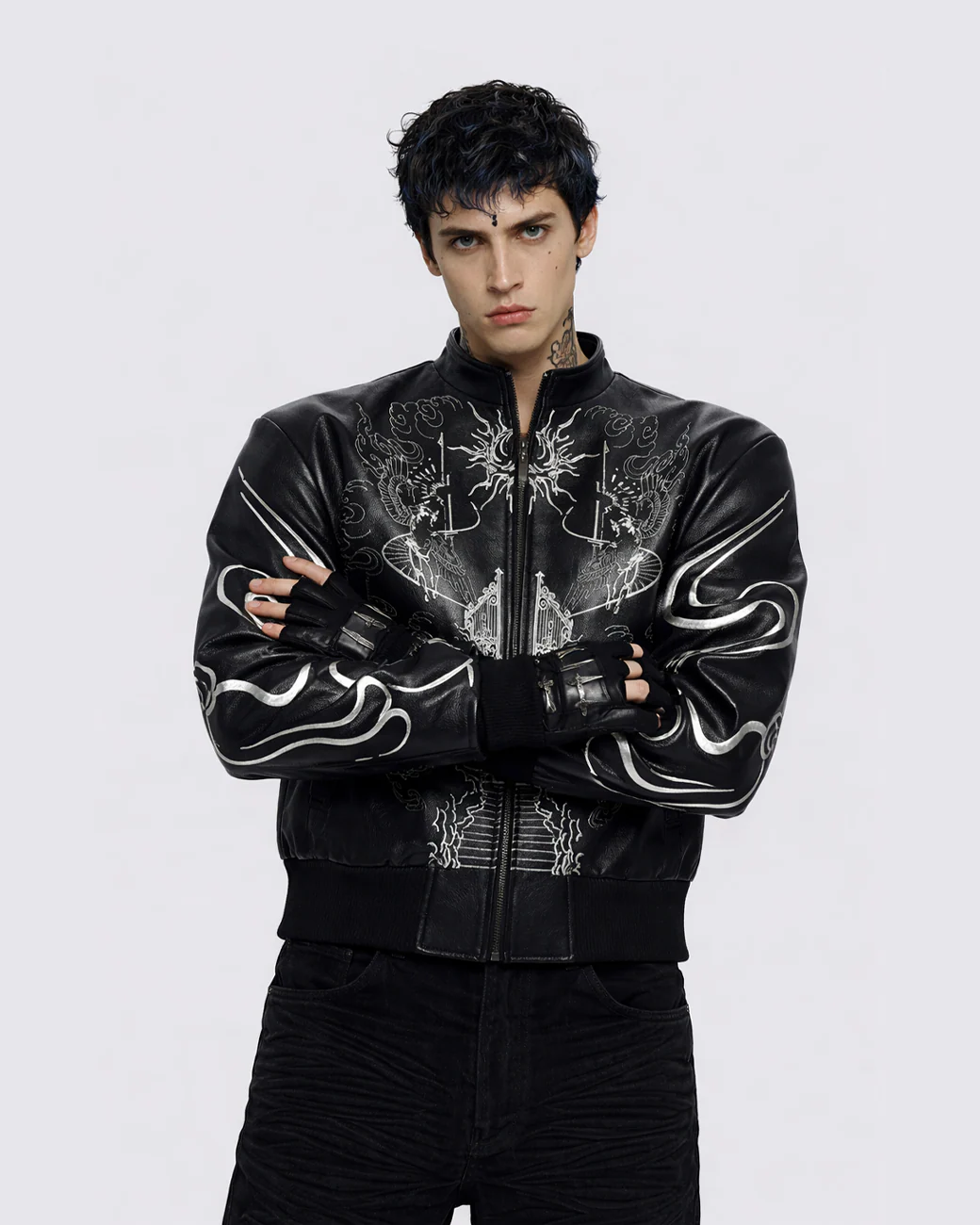 "Ascension Path" Embroidered Moto Jacket - Image 3