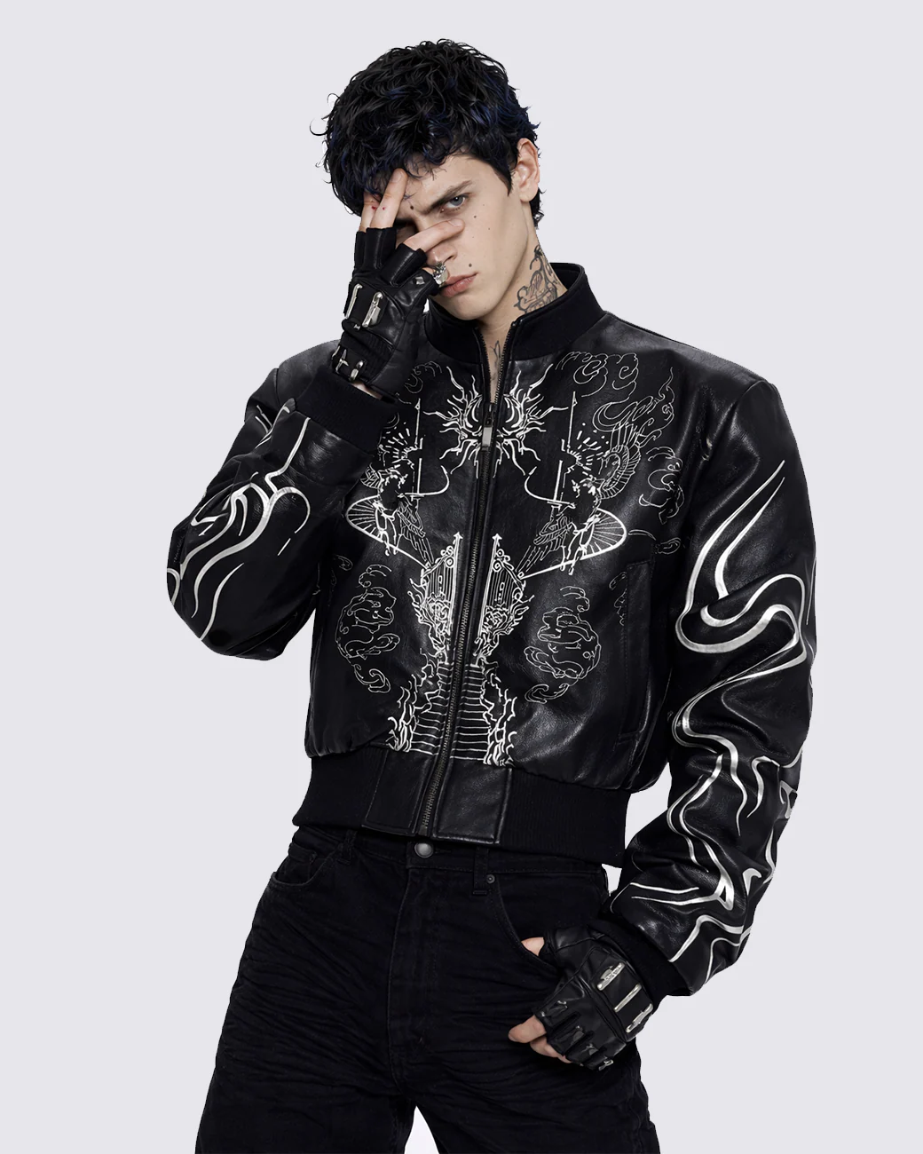 "Ascension Path" Embroidered Moto Jacket - Image 4