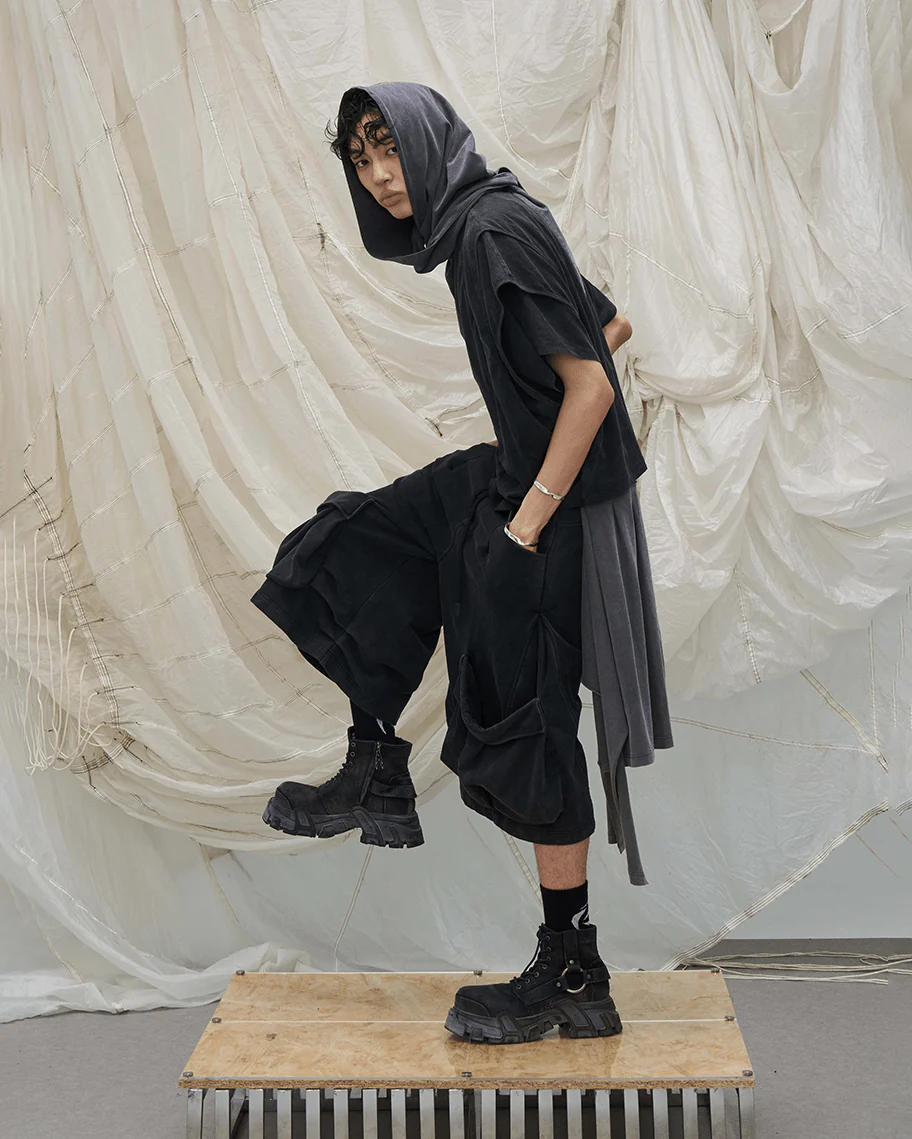 Segmented Wide Cropped Hoodie - Image 2