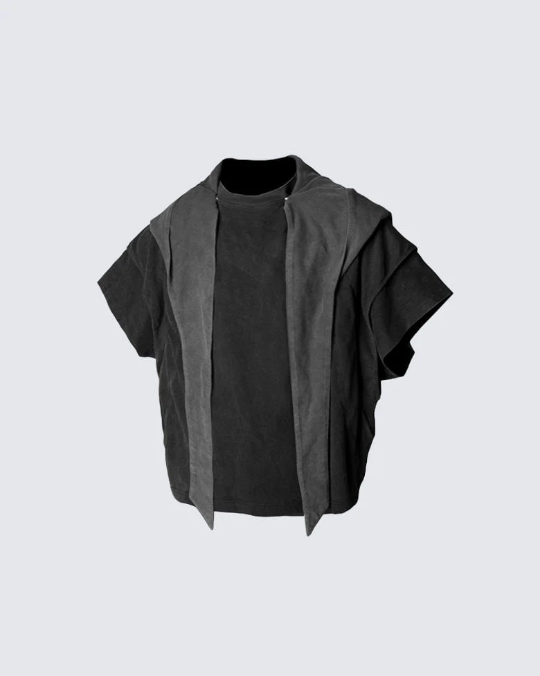 Segmented Wide Cropped Hoodie - Image 5