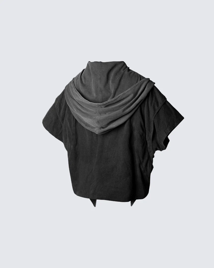 Segmented Wide Cropped Hoodie - Image 6