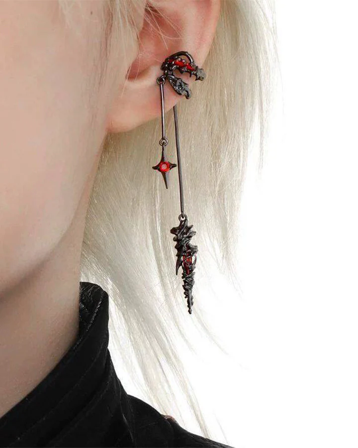 Shadow Flame Dragon Spike Drop Ear Cuff - Image 2