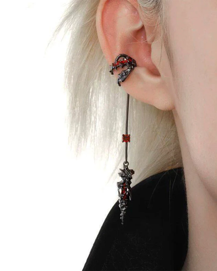 Shadow Flame Dragon Spike Drop Ear Cuff - Image 3