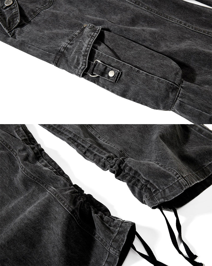 Side Drawstring Pleated Design Long Pants - Image 12