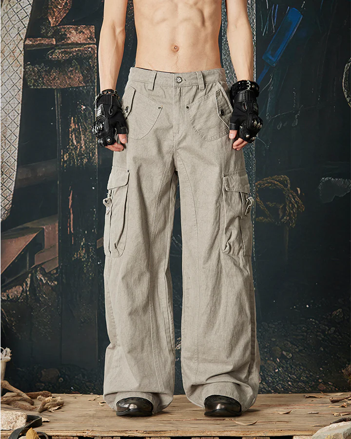 Side Drawstring Pleated Design Long Pants - Image 6