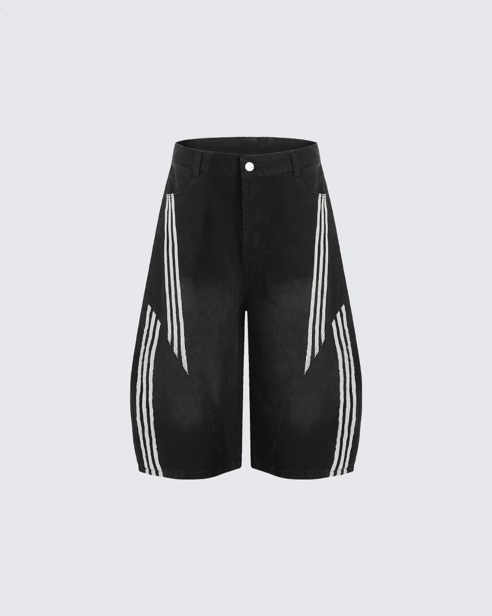 Side Stripe Panel Seven-Length Denim Pants - Image 2