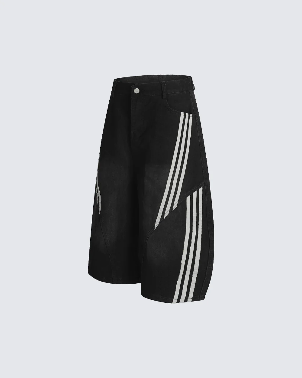 Side Stripe Panel Seven-Length Denim Pants - Image 5
